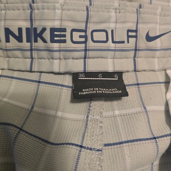 Nike Golf Athletic Hiking Walking Casual Gray Blue Plaid Men's Shorts 36 - Picture 3 of 4